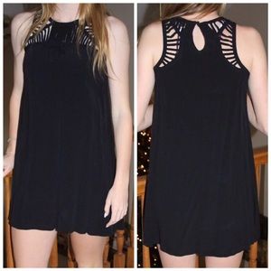 🍒 OnTwelfth Black Caged Swing Dress